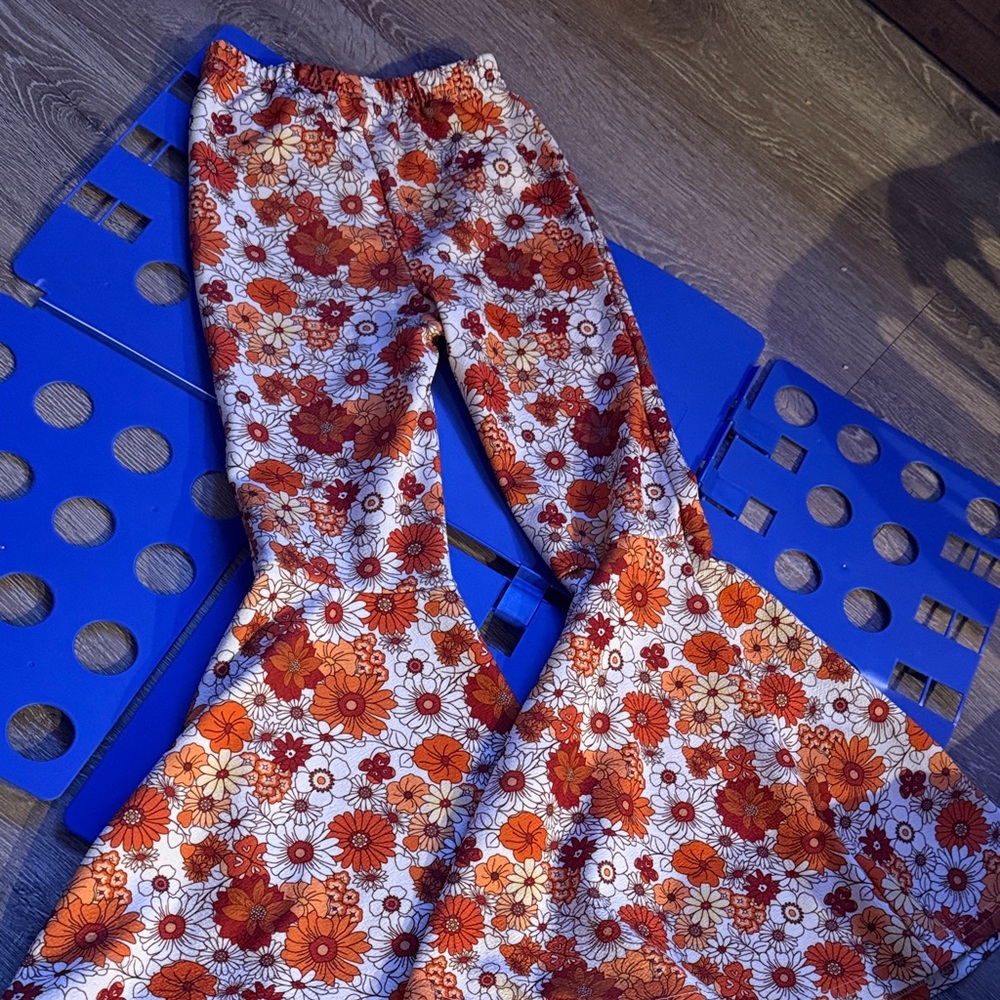SHEIN Kids Orange Floral Bell-Bottoms